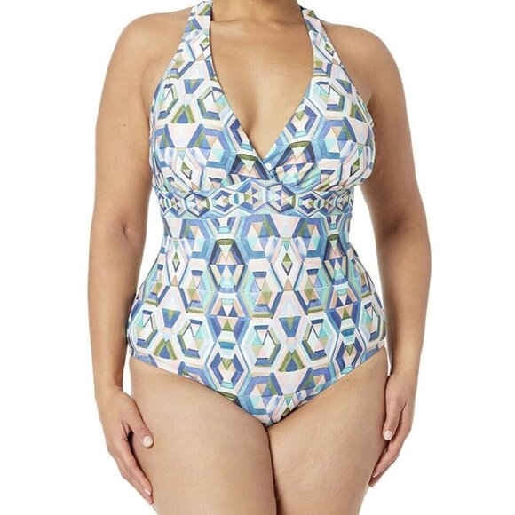 LA BLANCA Plus Size Cross-back Tummy-control One-piece size 18W - Picture 1 of 2